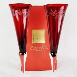 Lenox Holiday Gems Toasting Flutes Ruby set of 2